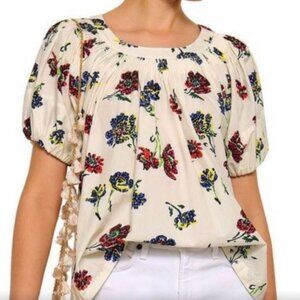 Ulla Johnson Cecil Floral Peasant Top Size 2 Cottagecore Farmhouse